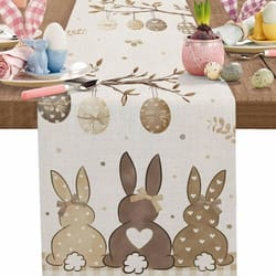 easter bunny linen table runner rustic spring table decor