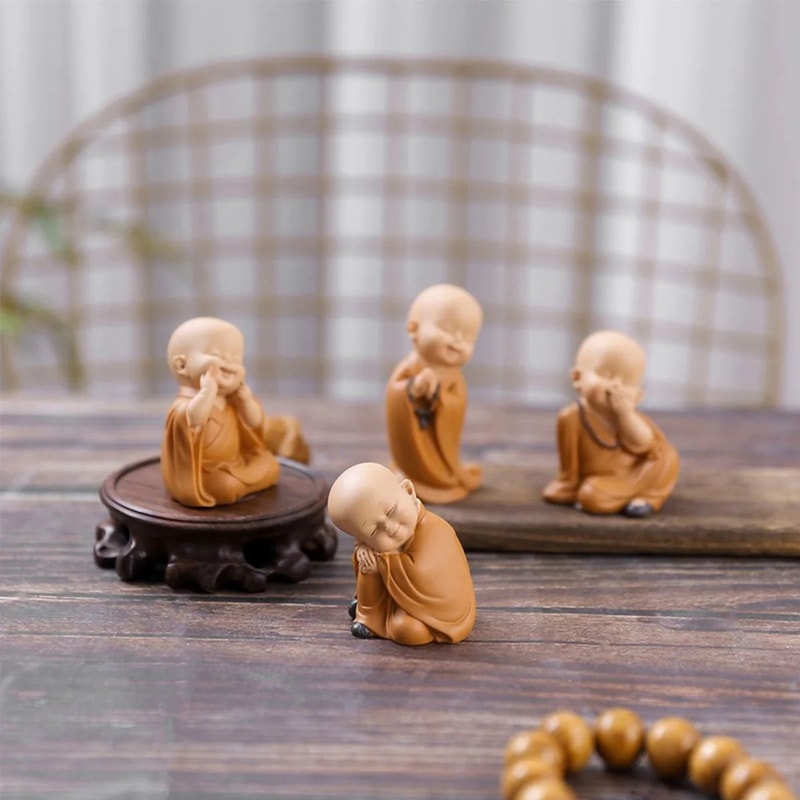 Cute Mini Monk Buddha Resin Figurine 3