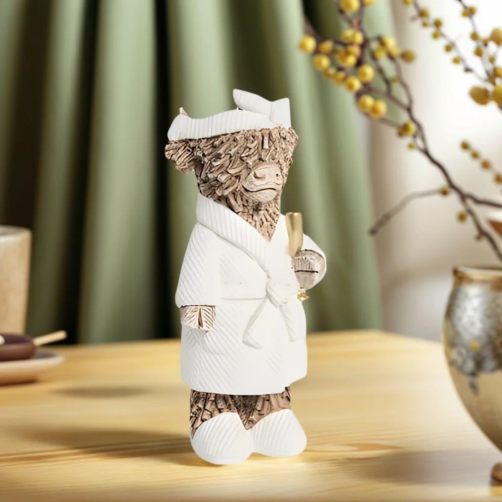 Highland Cow Champagne Resin Decor Statue 3