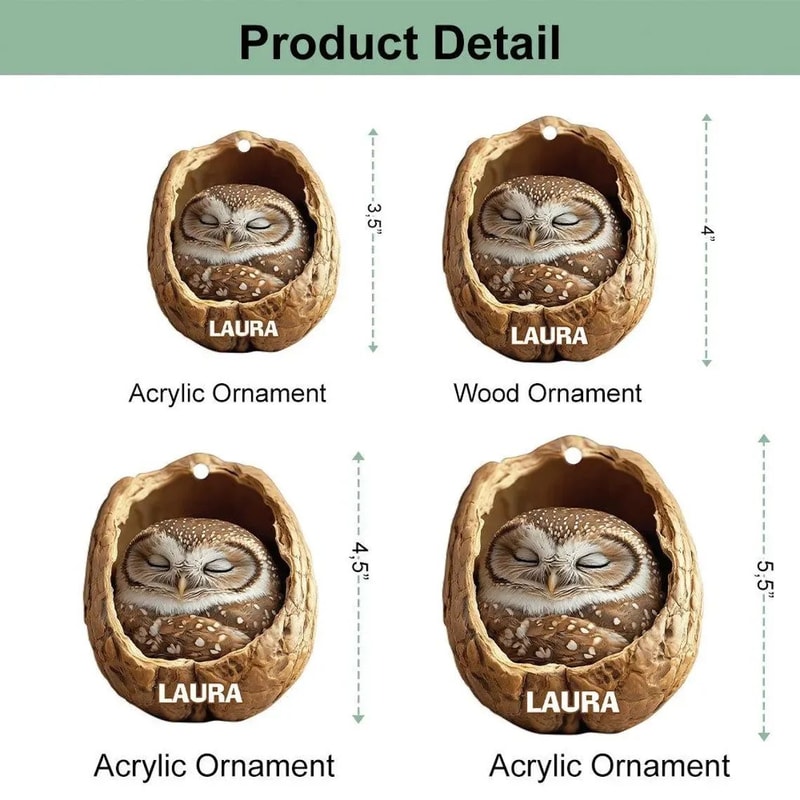 Cute Woodland Animal Acrylic Christmas Ornaments 3