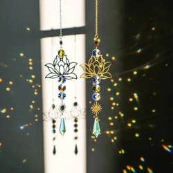 metal lotus crystal suncatcher wind chime