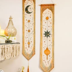ramadan eid mubarak moon lantern wall banner