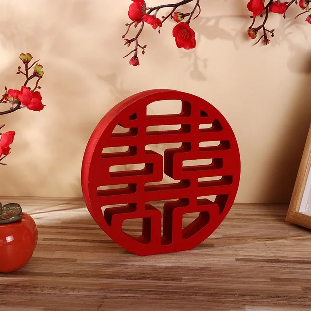 Chinese Double Happiness Wood Decor 7