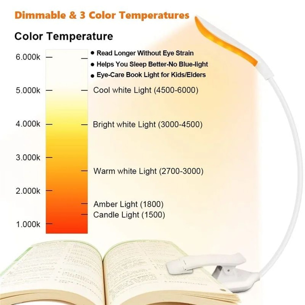 Mini USB Rechargeable Clip On Book Light 6