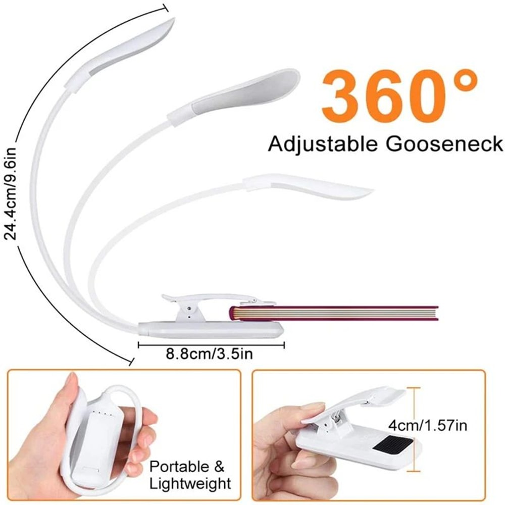 Mini USB Rechargeable Clip On Book Light 7