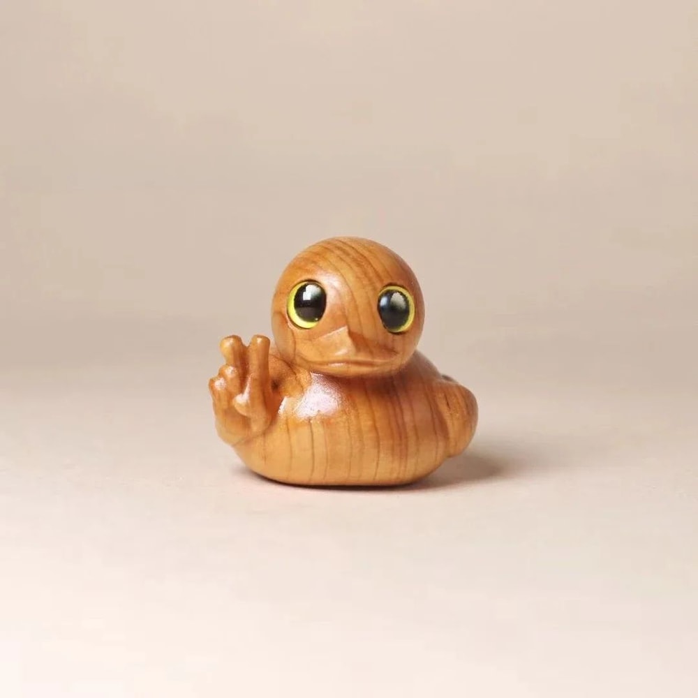 Funny Middle Finger Duck Wooden Figurine 6