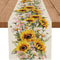 Sunflower Daisy Linen Table Runner Farmhouse Decor 0