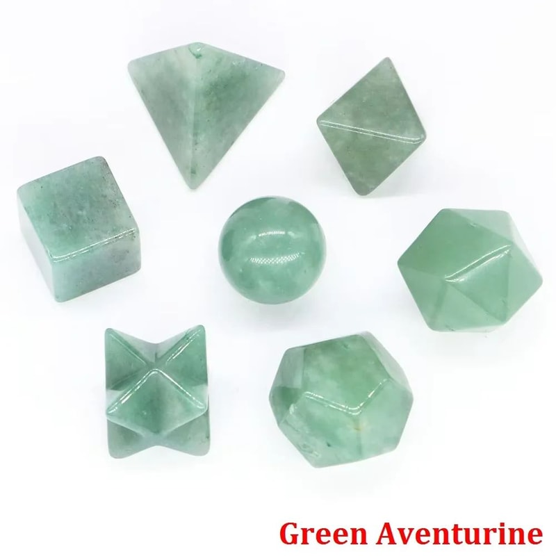 7 Piece Sacred Geometry Crystal Set Platonic Solids 11