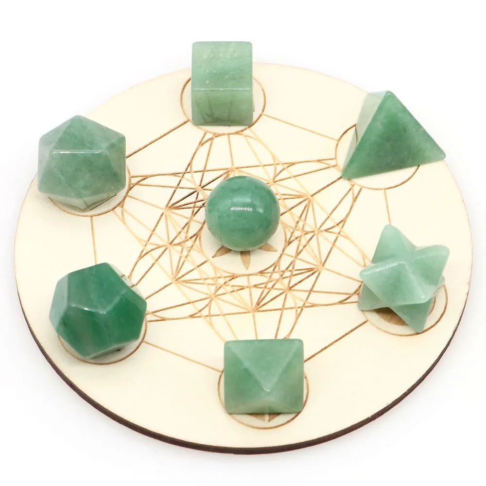 7 Piece Sacred Geometry Crystal Set Platonic Solids 19