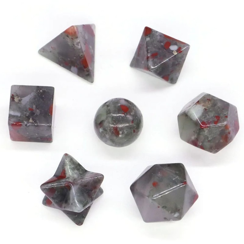 7 Piece Sacred Geometry Crystal Set Platonic Solids 7