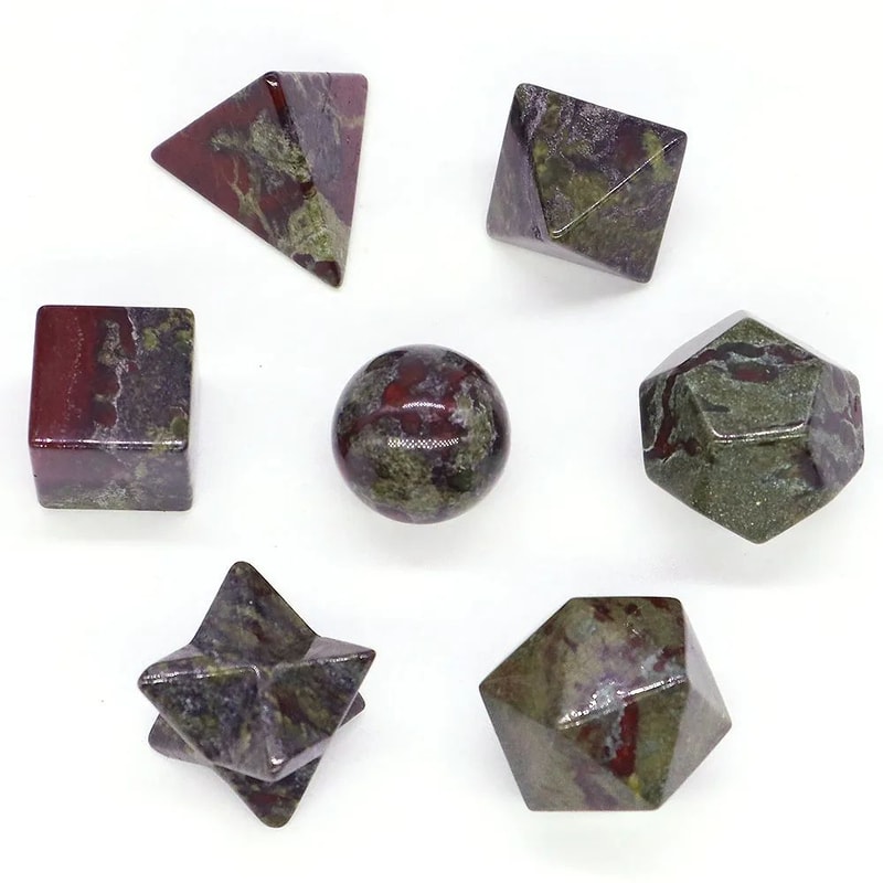 7 Piece Sacred Geometry Crystal Set Platonic Solids 8