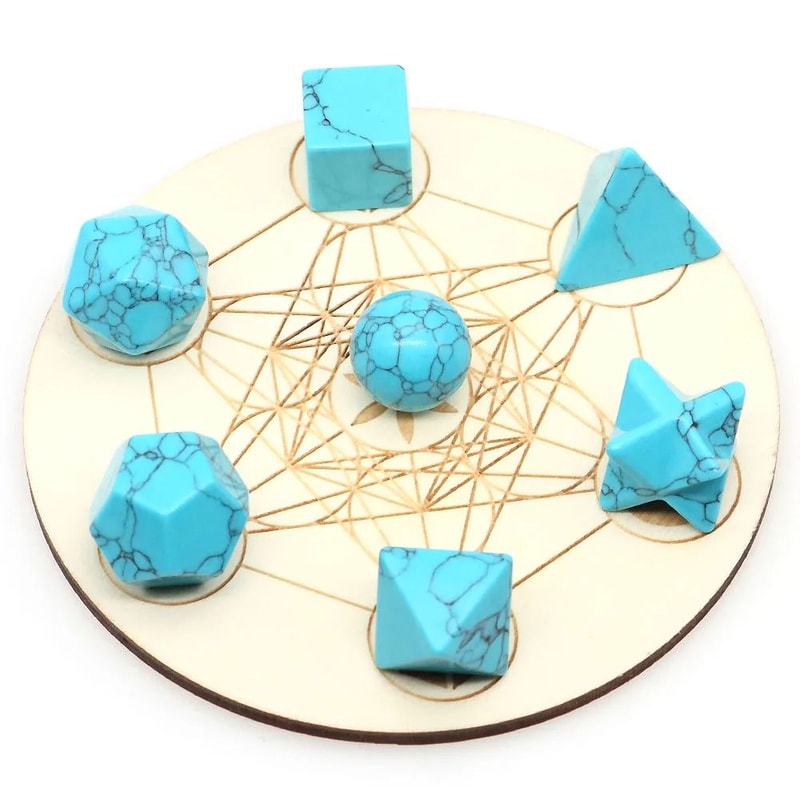 7 Piece Sacred Geometry Crystal Set Platonic Solids 26