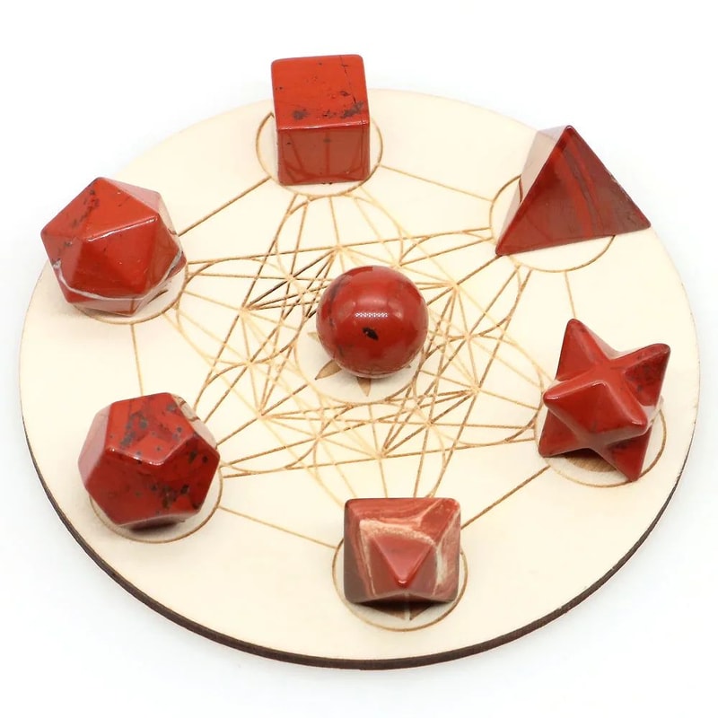 7 Piece Sacred Geometry Crystal Set Platonic Solids 27