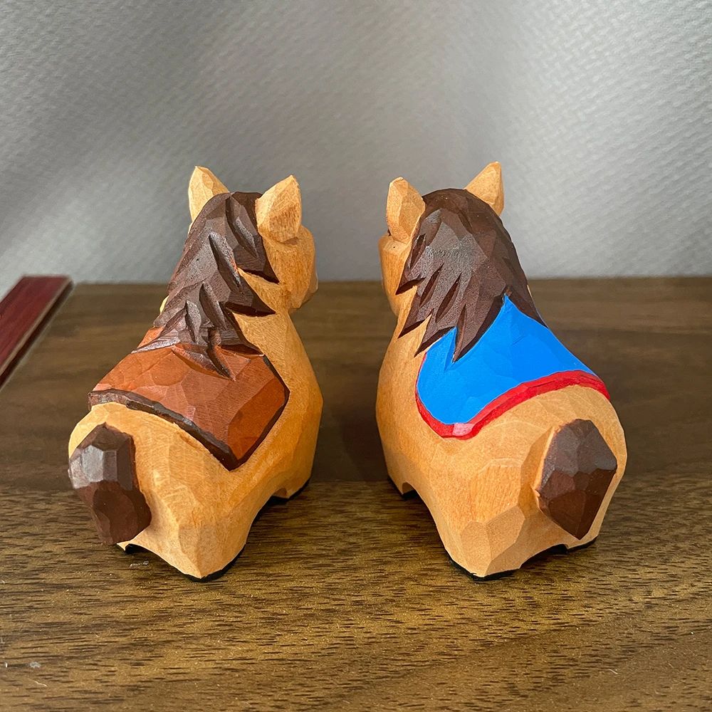 Handmade Wooden Horse Figurine Rustic Decor 9