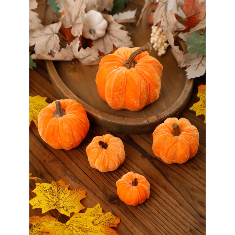 Velvet Artificial Pumpkin Fall Decor Ornament 1
