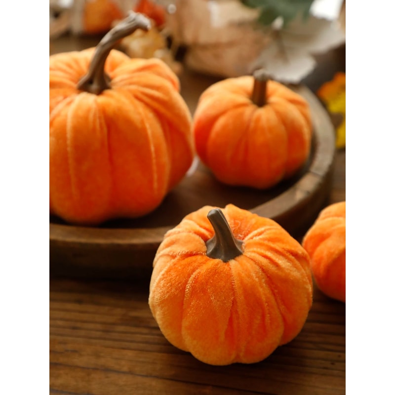 Velvet Artificial Pumpkin Fall Decor Ornament 3