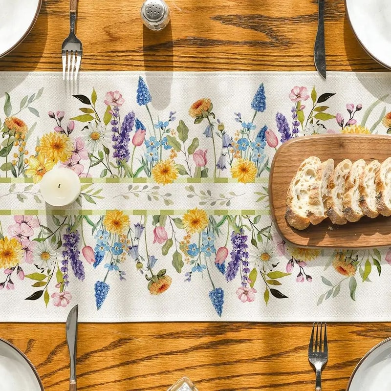 Green Eucalyptus Leaf Table Runner Decor 9