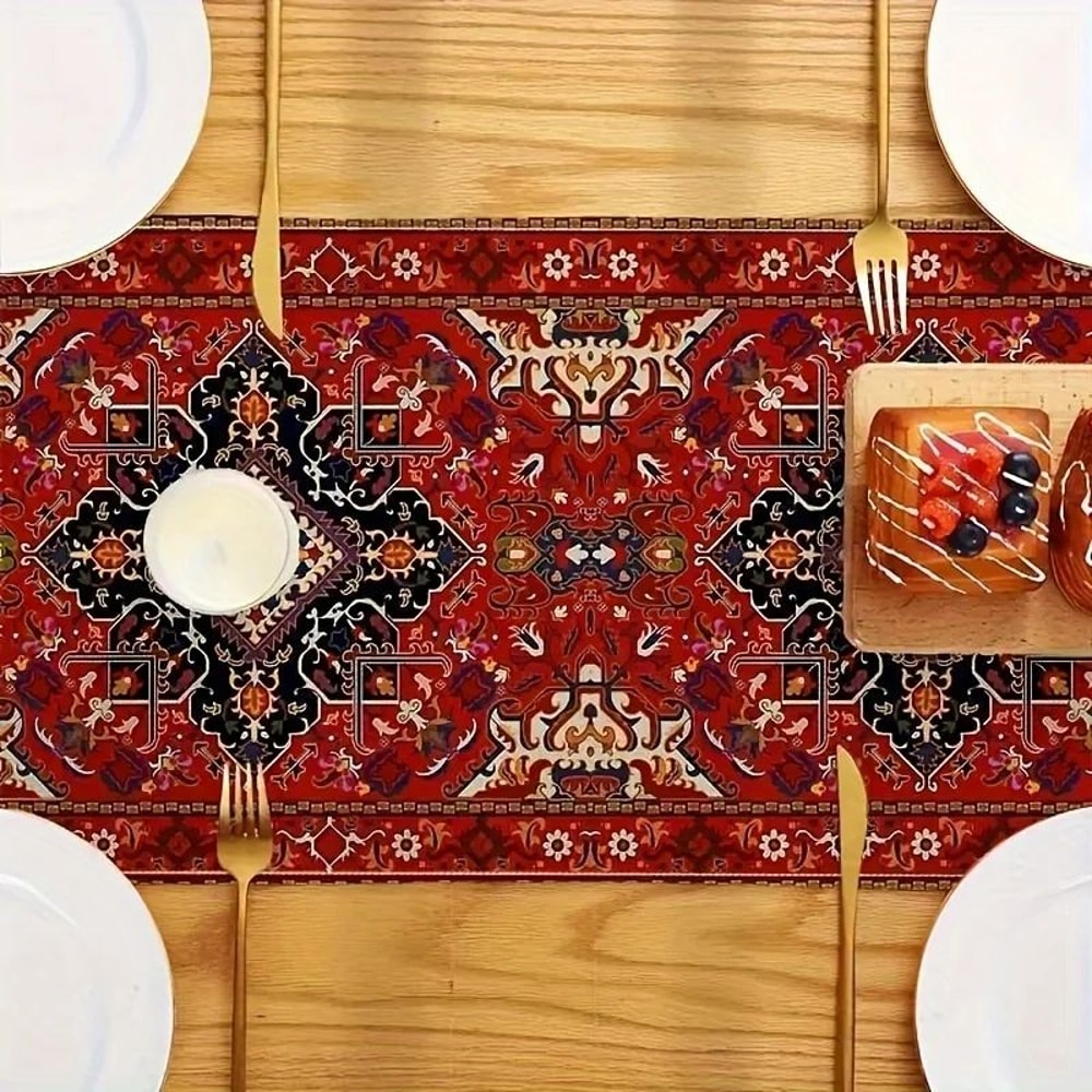Bohemian Red Persian Stripe Table Runner 4