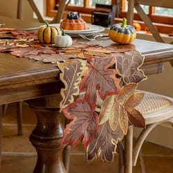 autumn maple leaf embroidered table runner