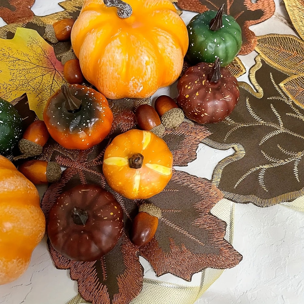 Autumn Maple Leaf Embroidered Table Runner 6
