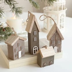 wooden christmas house hanging ornament