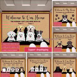 personalized pet cartoon welcome doormat