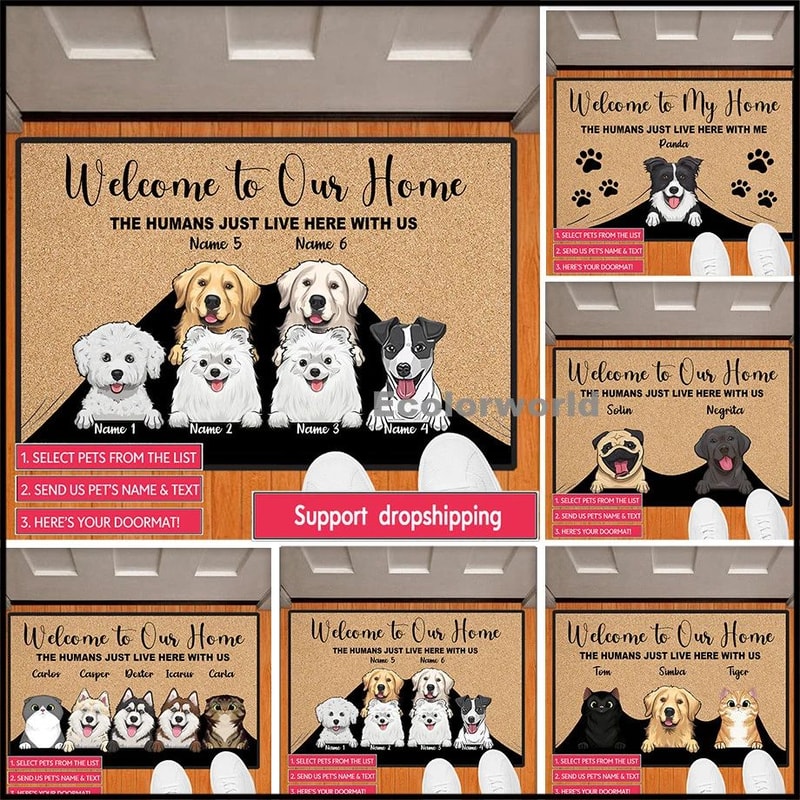 Personalized Pet Cartoon Welcome Doormat 6