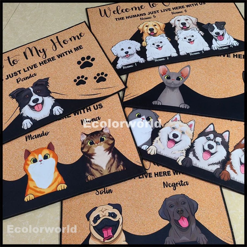 Personalized Pet Cartoon Welcome Doormat 7