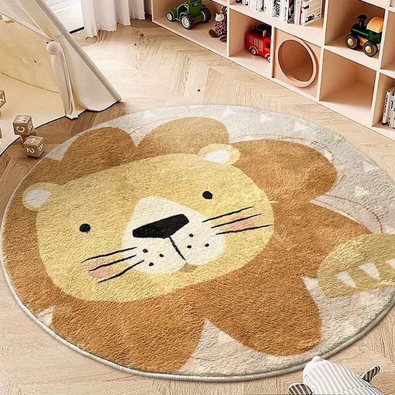 Cute Cartoon Lion Plush Kids Carpet Rug 1