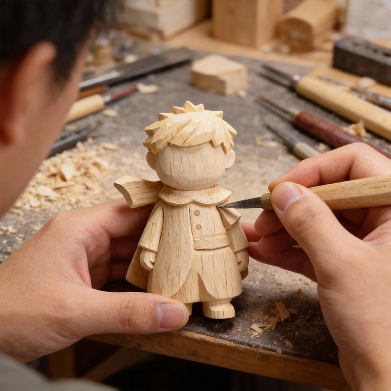 Handmade Wooden Fox Sculpture Decor 5