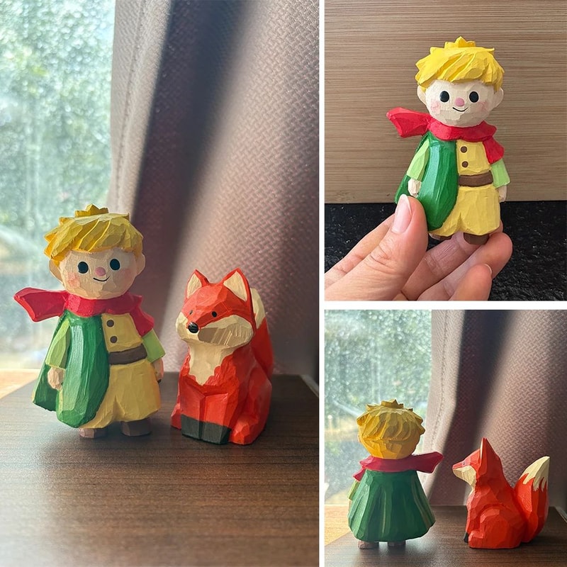 Handmade Wooden Fox Sculpture Decor 8