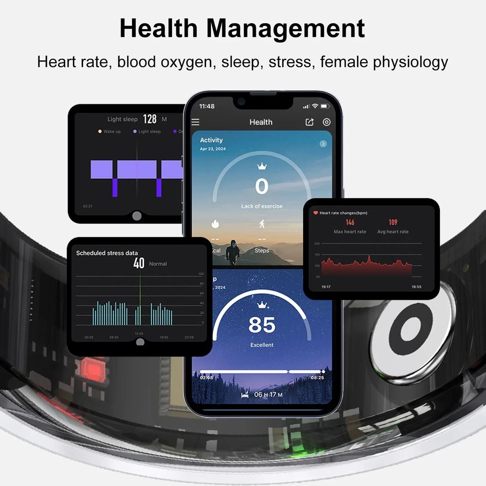 NFC Ceramic Smart Ring LED Gesture Control Health Sport Tracker 4