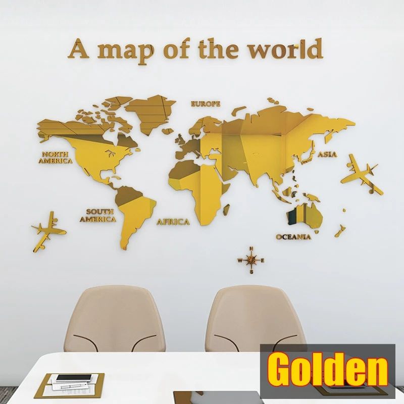 3D Acrylic World Map Wall Sticker For Home And Office Decor 14