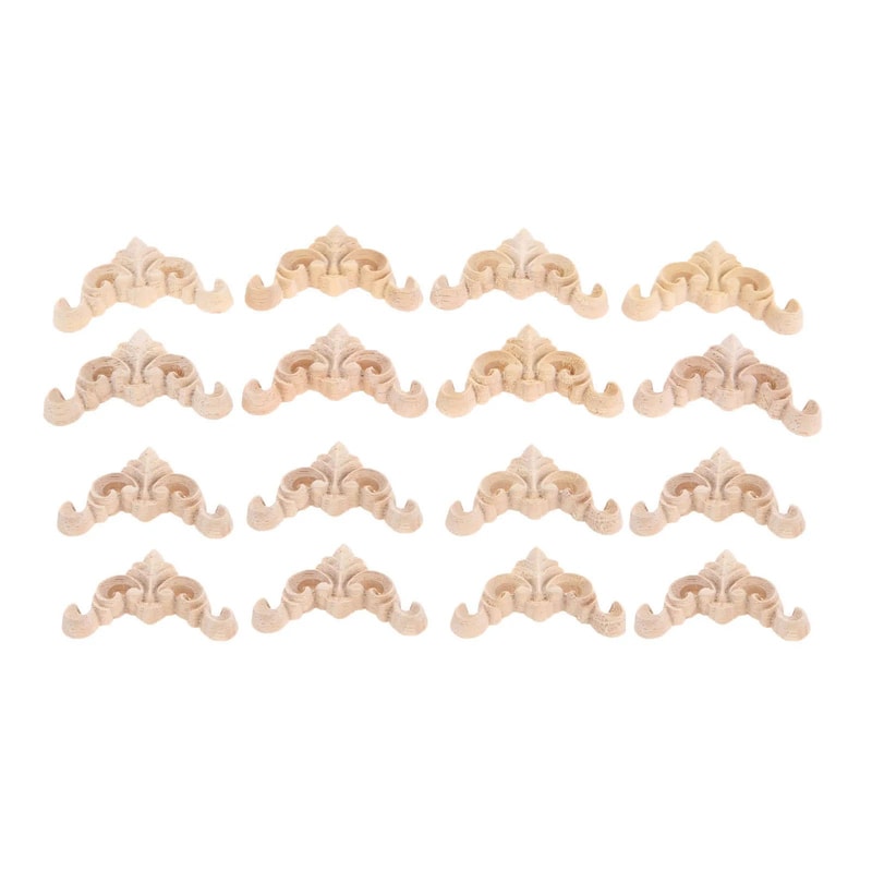 16pcs Wooden Carved Applique Decor For Furniture And Walls 5