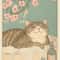 Japanese Cat Bathtub Canvas Wall Art Poster 14