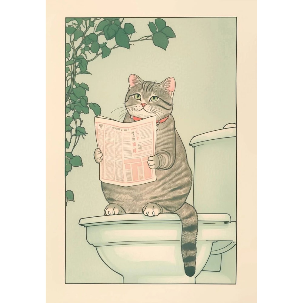 Japanese Cat Bathtub Canvas Wall Art Poster 21