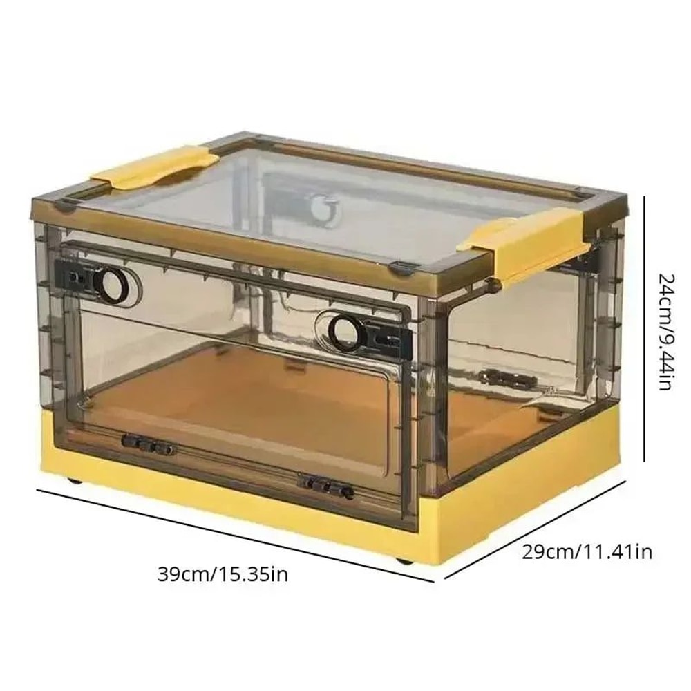 Yellow Foldable Transparent Storage Box Large Capacity Organizer 1