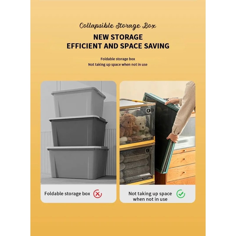 Yellow Foldable Transparent Storage Box Large Capacity Organizer 7