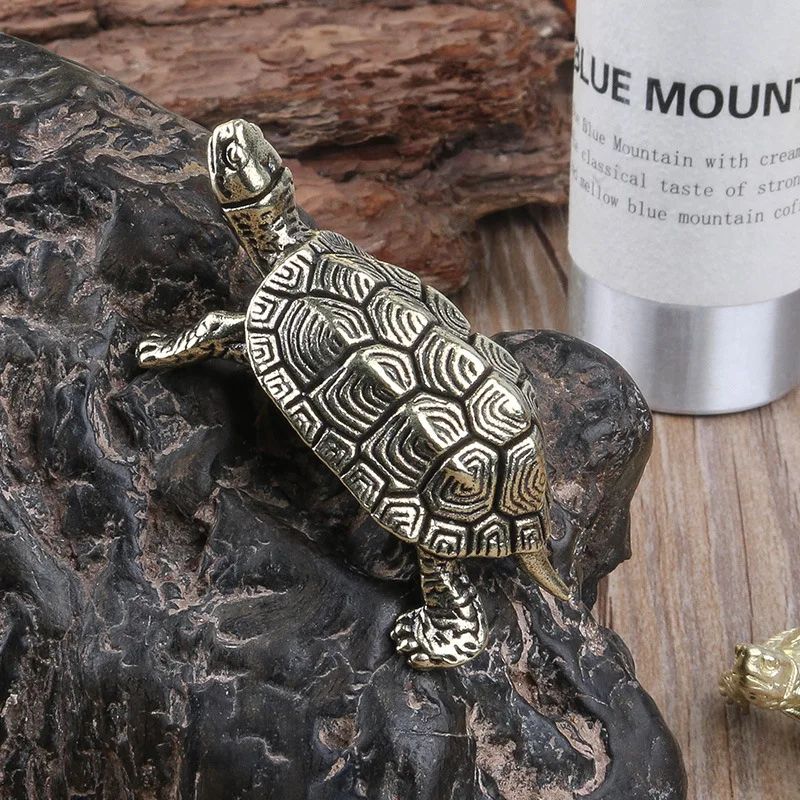 Vintage Copper Turtle Figurine Feng Shui Desk Ornament 5
