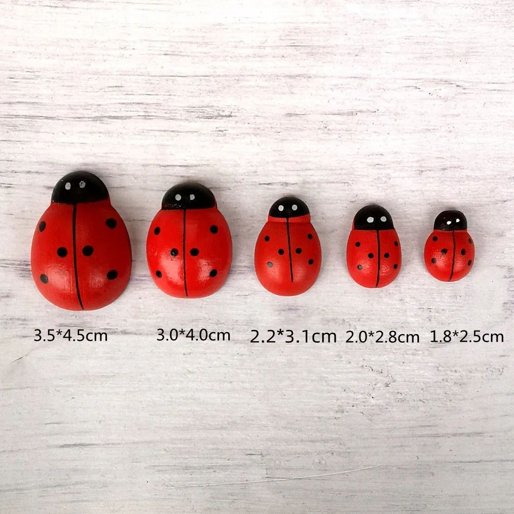 Wooden Ladybug Miniature For Fairy Garden Decor 4