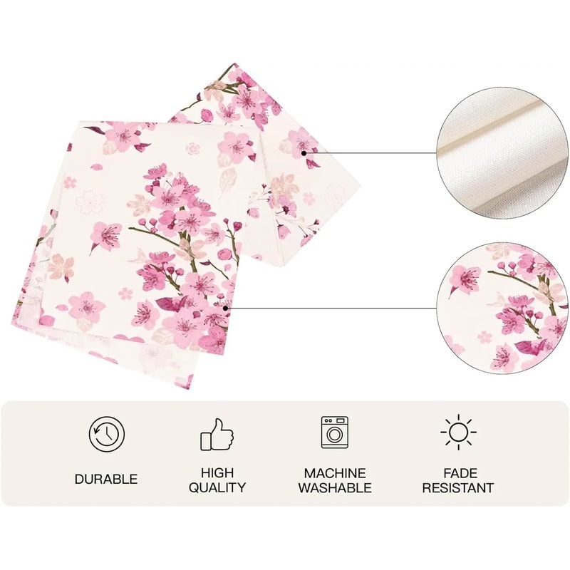 Cherry Blossom Linen Table Runner For Elegant Dining 3