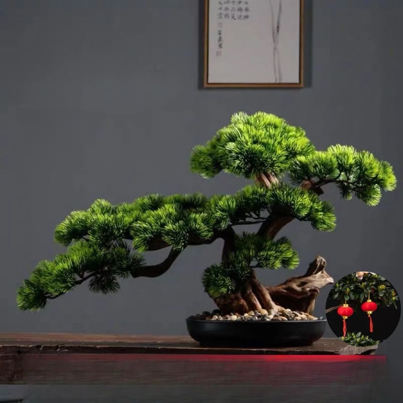 Artificial Welcome Pine Bonsai Desktop Decor 0