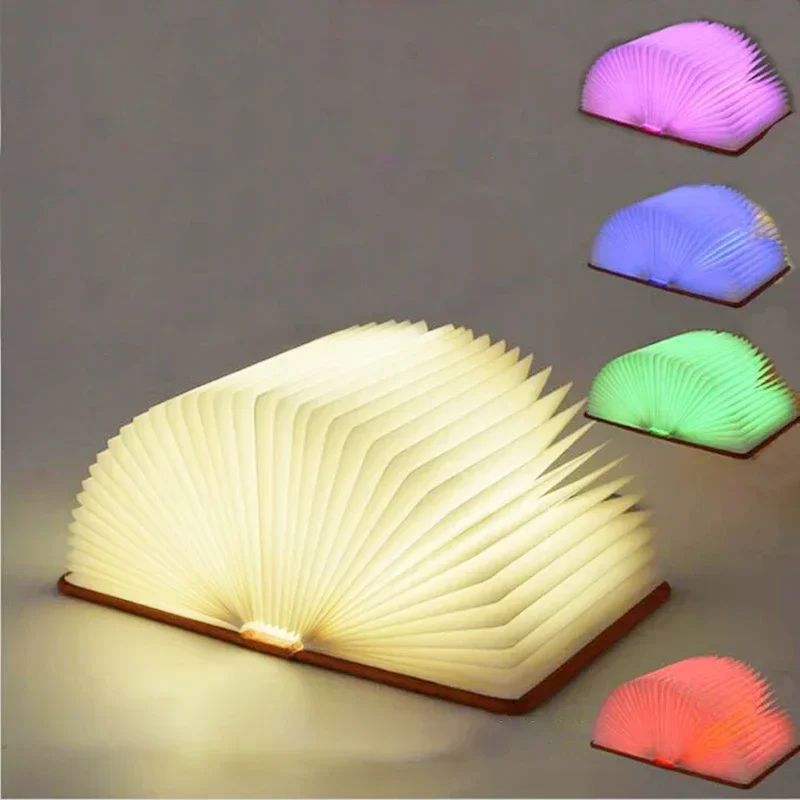 Wooden Folding LED Book Light RGB Night Lamp 0