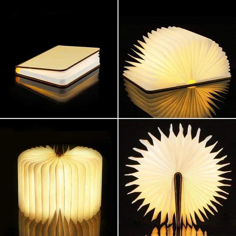 Wooden Folding LED Book Light RGB Night Lamp 3