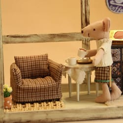 mini plaid wooden sofa for dollhouse decor