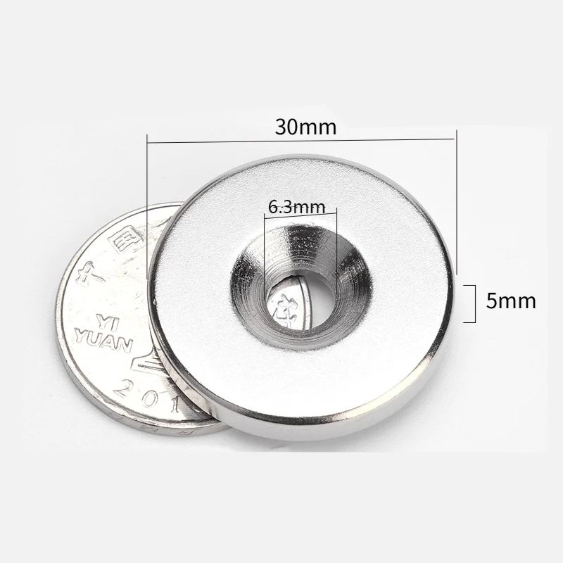 N52 Countersunk Neodymium Magnet 30mm Strong Disc 0