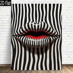 abstract striped lips canvas wall art poster