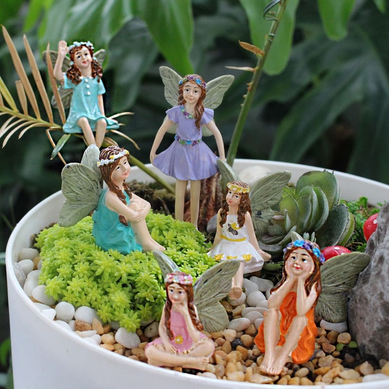 Mini Garden Fairy Figurines Set For Outdoor Decor 3
