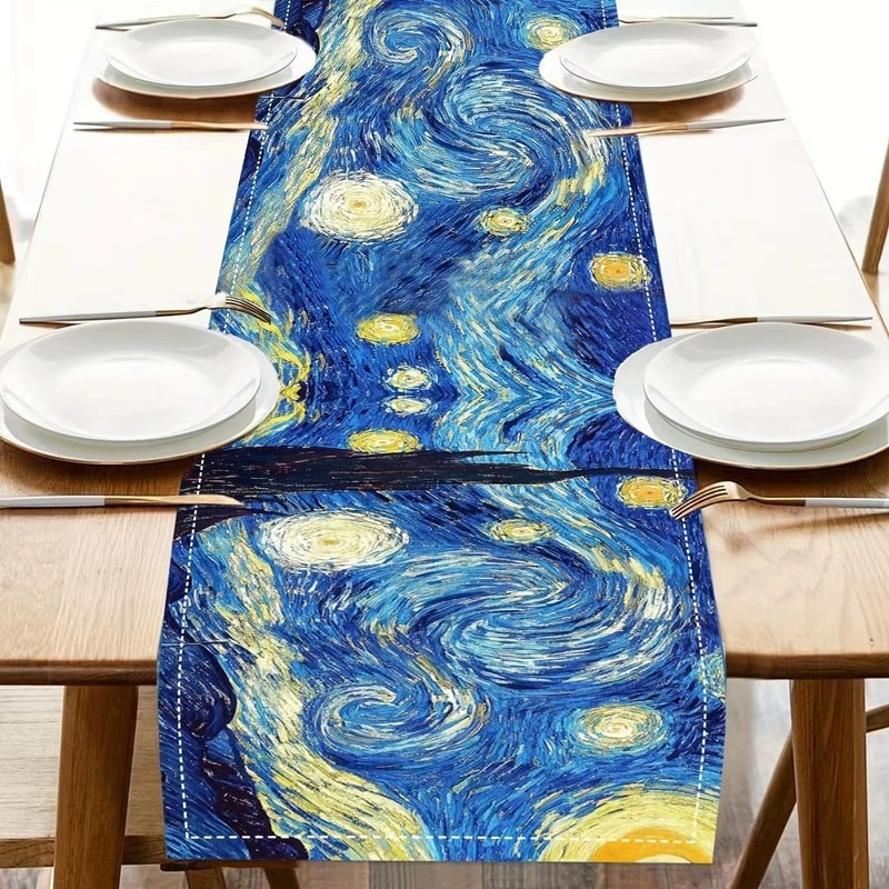 Van Gogh Starry Night Table Flag Decor 1