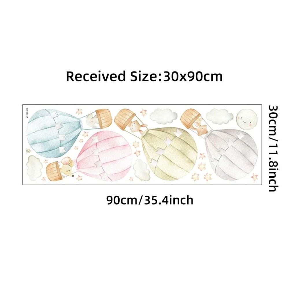 Watercolor Hot Air Balloon Animal Wall Stickers For Kids Nursery 6